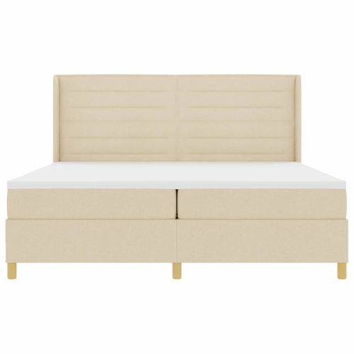 Легло с пружинирана основа с матрак Крем 200 x 200 cm текстил