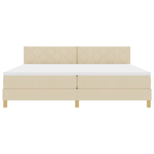 LED кутия за пружини с легло с матрак Крем 200 x 200 cm текстил