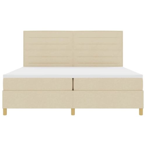 LED кутия за пружини с легло с матрак Крем 200 x 200 cm текстил