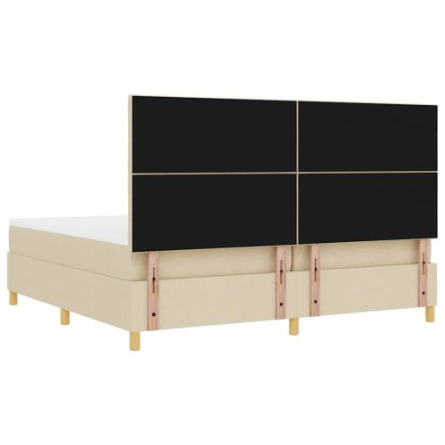 LED кутия за пружини с легло с матрак Крем 200 x 200 cm текстил