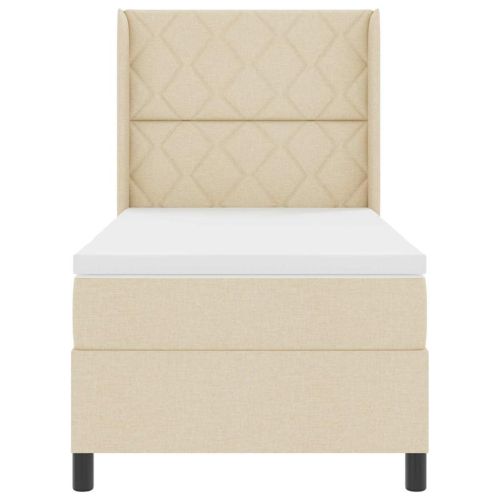 LED кутия за пружини с легло с матрак Крем 100 x 200 cm текстил