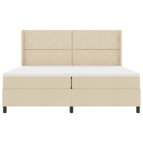 LED кутия за пружини с легло с матрак Крем 200 x 200 cm текстил