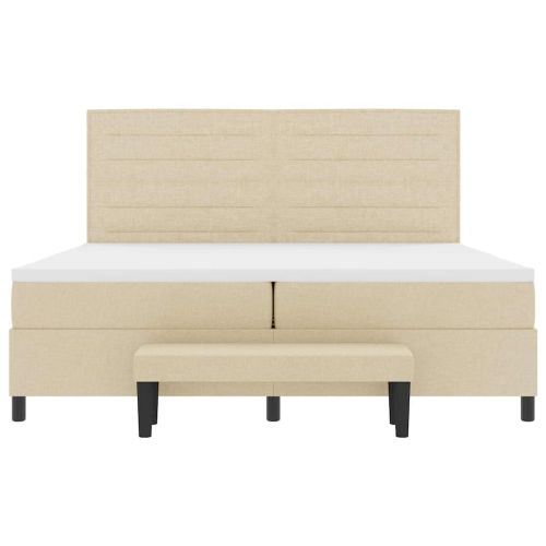 Легло с пружинирана основа с матрак Крем 200 x 200 cm текстил