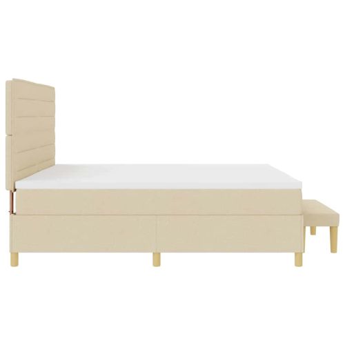 Легло с пружинирана основа с матрак Крем 200 x 200 cm текстил