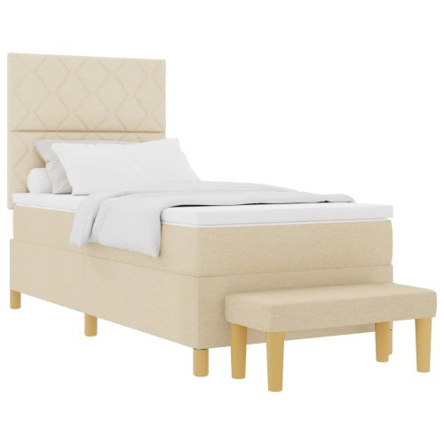 Легло с пружинирана основа с матрак Крем 100 x 200 cm текстил