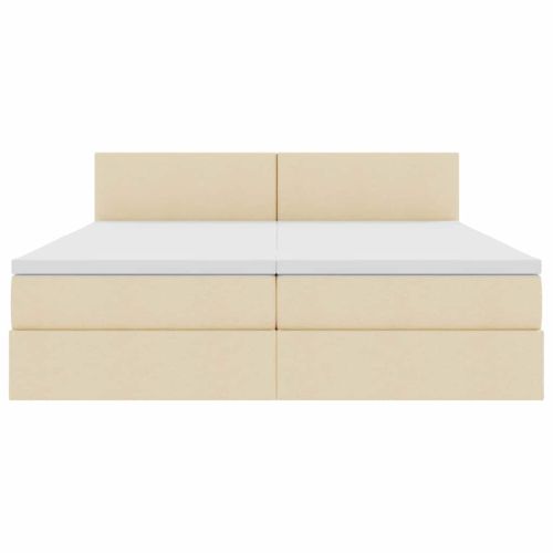 Легло С LED лентисти светлини Кремав 200 x 200 cm текстил