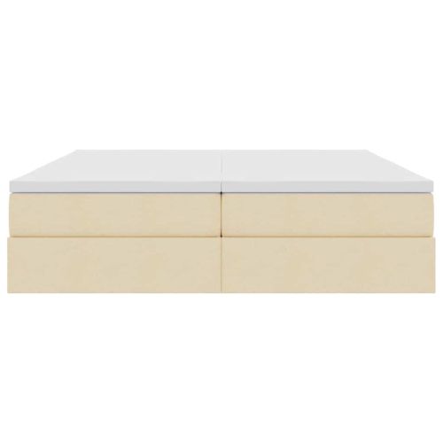 Легло с място за съхранение и матрак с матрак Крем 200 x 200 cm