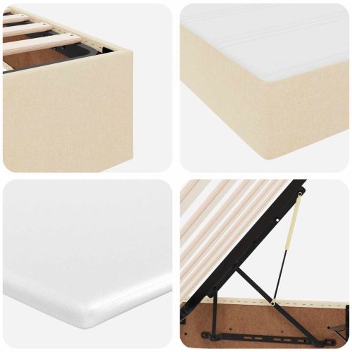 Легло с място за съхранение и матрак с матрак Крем 200 x 200 cm