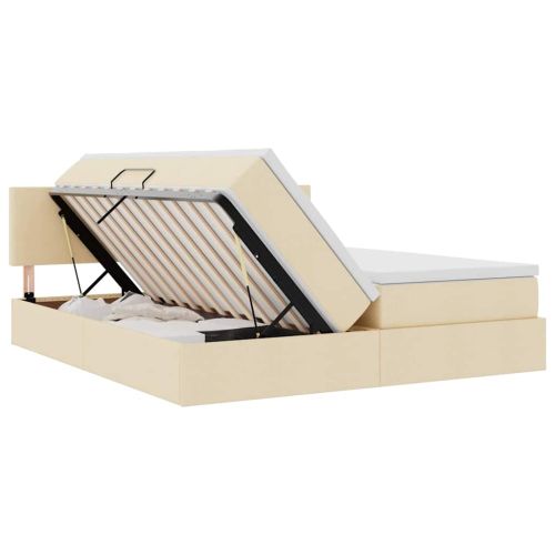 Легло с място за съхранение Кремав 200 x 200 cm Изкуствена