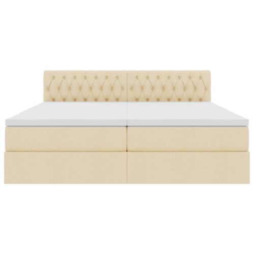 Легло с място за съхранение Кремав 200 x 200 cm Изкуствена
