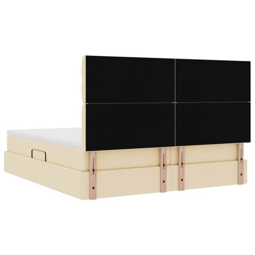 Легло с място за съхранение Кремав 200 x 200 cm Изкуствена