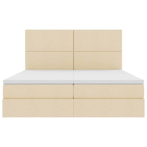 Легло С LED лентисти светлини Кремав 200 x 200 cm текстил