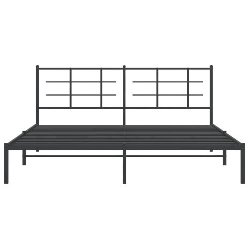 Метална рамка за легло с горна табла, черна, 180x200 см