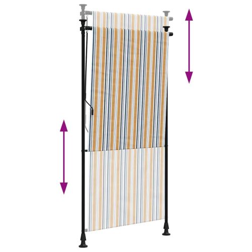 Външна ролетна щора, жълто и бяло, 100x270 см, плат и стомана