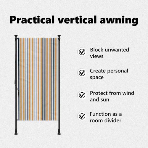 Външна ролетна щора, жълто и бяло, 100x270 см, плат и стомана