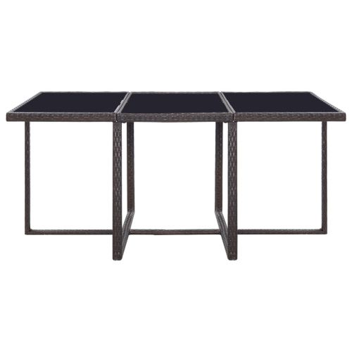 Градински комплект с възглавници, 11 части, кафяв полиратан