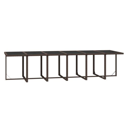 Градински комплект с възглавници, 13 части, полиратан, кафяв