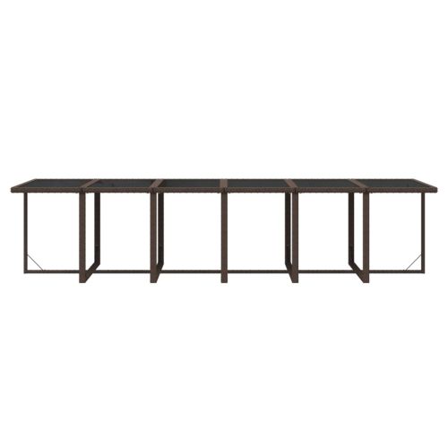 Градински комплект с възглавници, 13 части, полиратан, кафяв