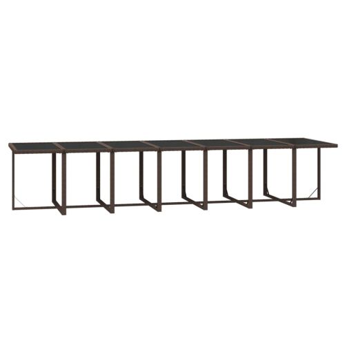 Градински комплект с възглавници, 19 части, полиратан, кафяв