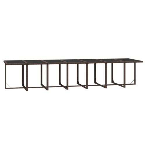 Градински комплект с възглавници, 19 части, полиратан, кафяв