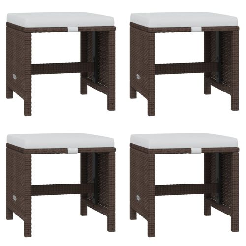 Градински комплект с възглавници, 19 части, полиратан, кафяв