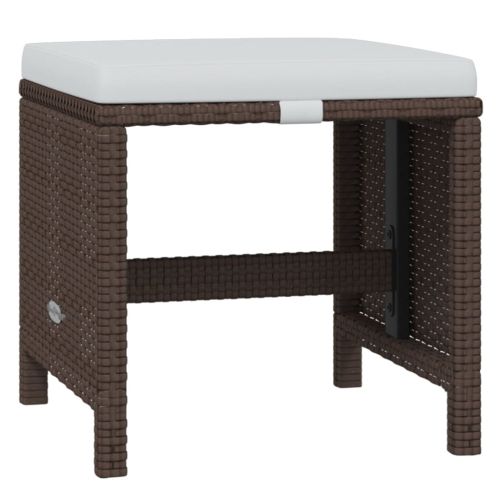 Градински комплект с възглавници, 19 части, полиратан, кафяв