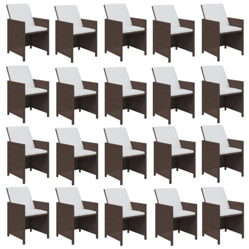 Градински комплект с възглавници 21 части кафяв полиратан