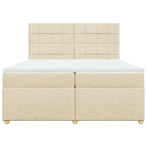 Боксспринг легло с матрак, кремаво, 200x200 см, плат