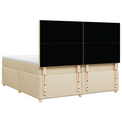 Боксспринг легло с матрак, кремаво, 200x200 см, плат