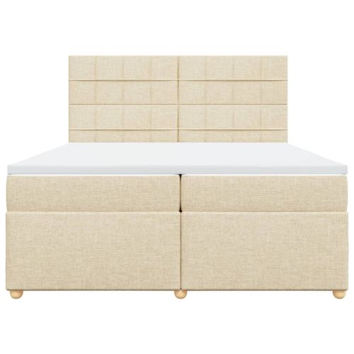 Боксспринг легло с матрак, кремаво, 200x200 см, плат