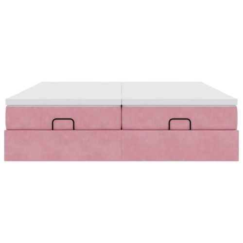 Османска легло с матраци, розово, 200x200 см, кадифе