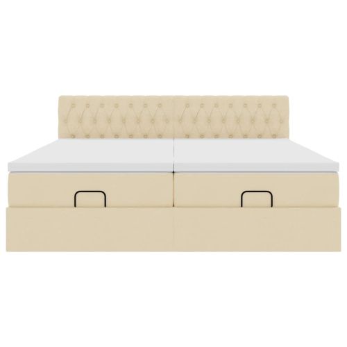Османска легло с матраци, кремаво, 200x200 см, плат