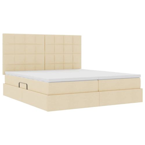 Легло С LED лентисти светлини Кремав 200 x 200 cm текстил