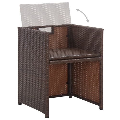 Градински комплект с възглавници, 15 части, кафяв полиратан