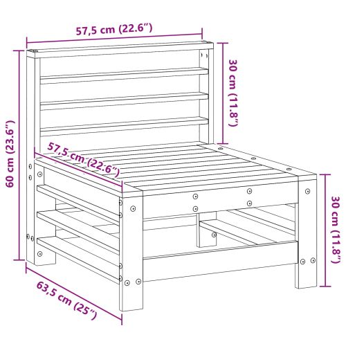 Градинен среден диван Масивна боровина Восъчен Кафяв