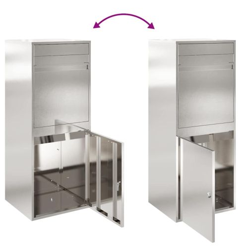 Пощенска кутия за пратки с врата Сребрист 47,5 x 38 x 59 см