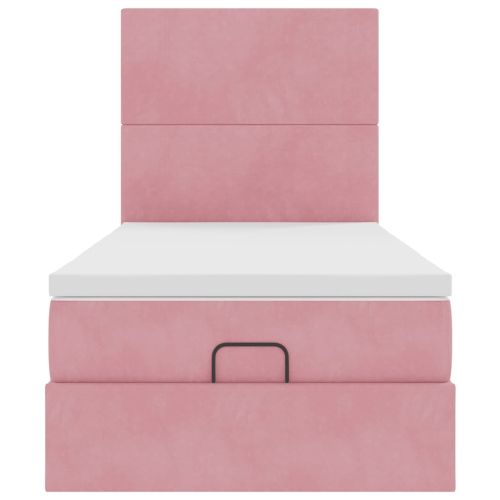 Османска легло с матраци, розово, 100x200 см, кадифе