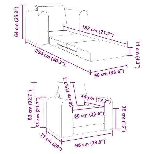 Диван легло Таупе 98 x 71 x 83 см текстил