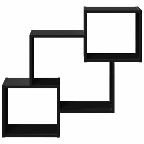 Стенен шкаф, 78x18x71 см, черен, инженерно дърво