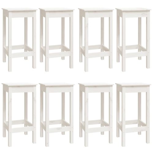 Бар комплект от 9 части, бял, масивна борова дървесина