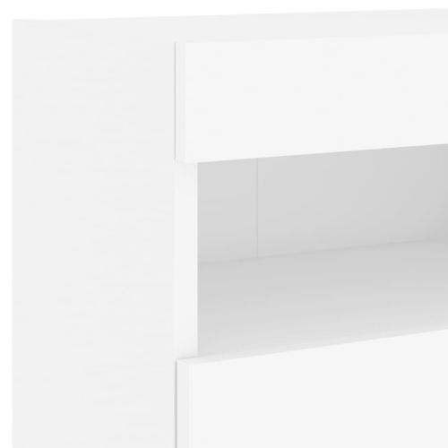 ТВ стенни модули с LED, 5 части, бели, инженерно дърво