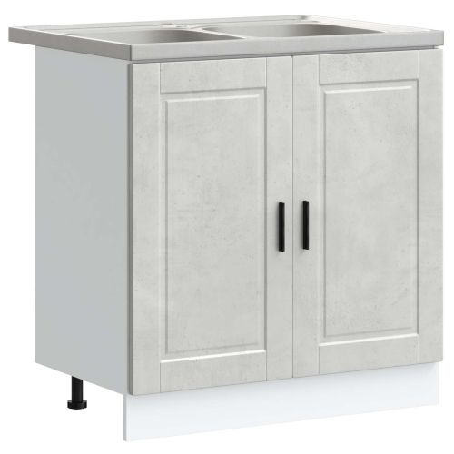 Мивка с шкаф със съхранение Porto 2 pcs Сив Инженерно дърво