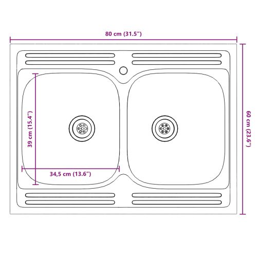 Мивка с шкаф със съхранение Porto 2 pcs Кафяво Инженерно дърво