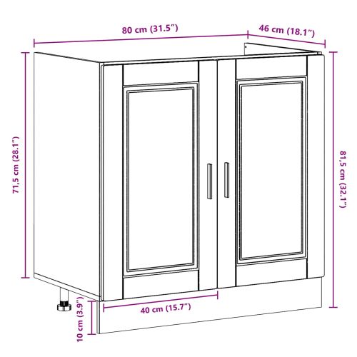 Мивка с шкаф със съхранение Porto 2 pcs Кафяво Инженерно дърво