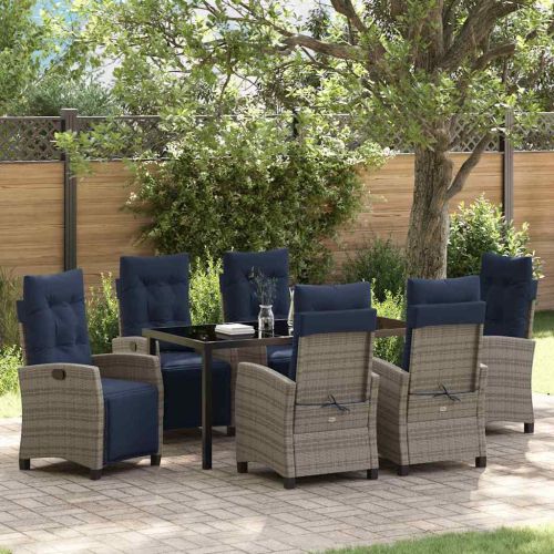 Комплект за хранене в градината 7 pcs Сив полиратан