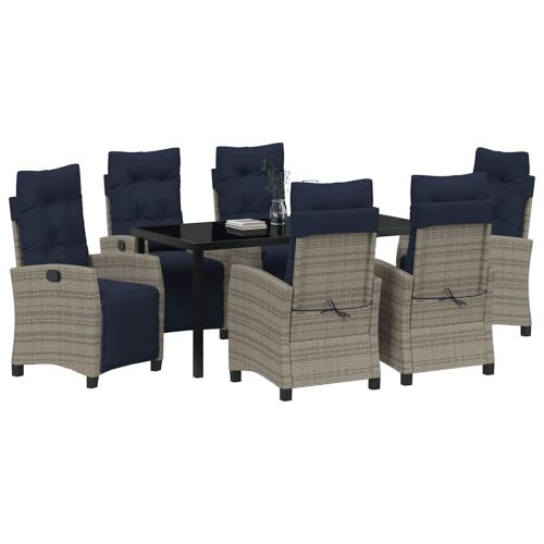 Комплект за хранене в градината 7 pcs Сив полиратан