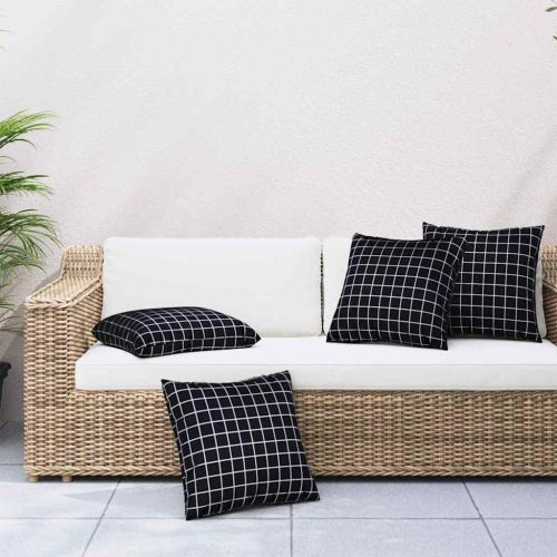 Пухени възглавници 4 pcs Черна квадратна шарка 60 x 60 cm