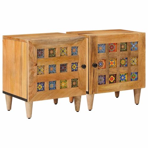 Нощен шкаф 2 pcs Естествен 40 x 33,5 x 46 см