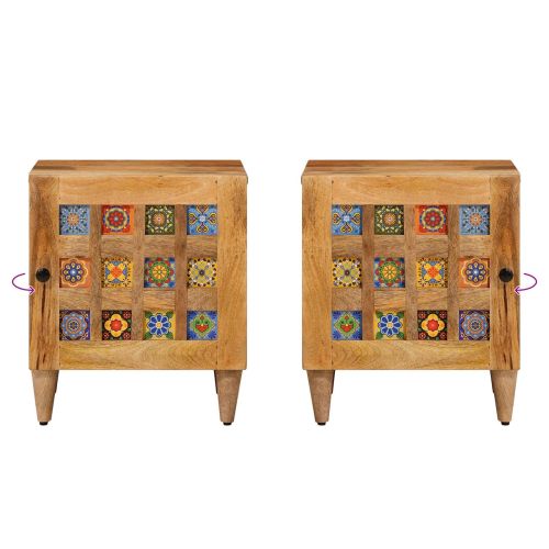 Нощен шкаф 2 pcs Естествен 40 x 33,5 x 46 см