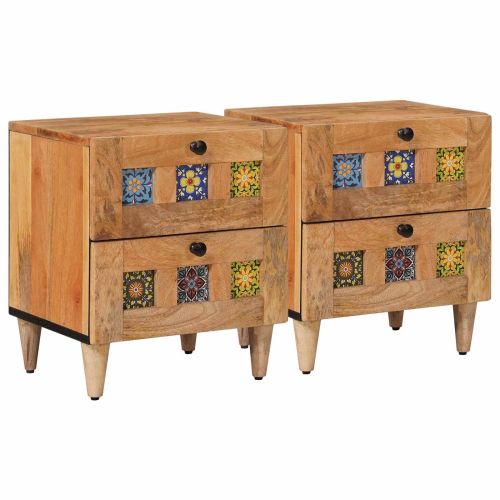 Нощен шкаф с чекмедже 2 pcs Естествен 40 x 33,5 x 46 см